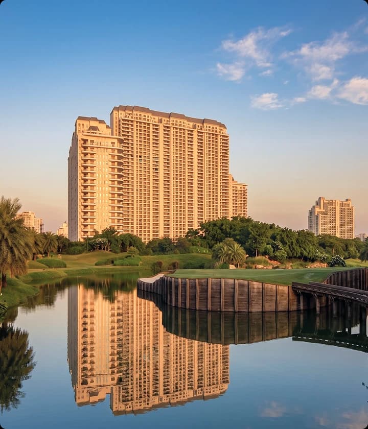Luxury residences beside the golf course and reflective lake